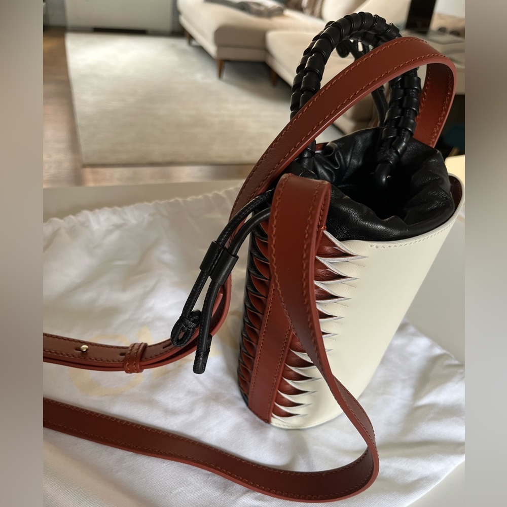 Chloe- Black & White Mini Louela Bucket Bag